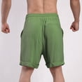 thumbnail image 6 of CaComMARK PI Cotton Linen Shorts for Men Casual Beach Shorts Fashion Solid Color Elastic Rope Waist Casual Fitness Sports Shorts Army Green 12(XXL), 6 of 6