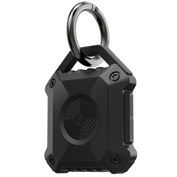 Vena iP56 For Apple AirTag Holder, Water Resistant Case with Keychain Ring, 360° Full Protection Cover for Travel, Luggage, Backpack, Dog Collar, Black