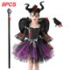 thumbnail image 3 of Disfraz de maléfica de Disney para niñas, vestido de Halloween, elegante bautizo, Glam Gownprom, Cosplay para niños, ropa de bruja de Reina demonio, 3 of 5