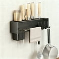 thumbnail image 6 of Wall-Mounted Kitchen Organizer - Knife & Utensil Holder with Hooks for Cooking Tools & Towels | Space-Saving Kitchen Storage Rack | Heavy-Duty, Easy Installation & Rust-Resistant (Black S), 6 of 6