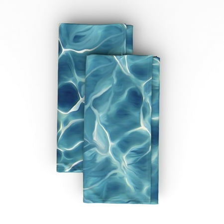 

Linen Cotton Canvas Dinner Napkins (Set of 2) - Light Blue Ocean Water Aqua Pool Swimming Waves Sea Marine Print Cloth Dinner Napkins by Spoonflower