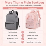 Girls School Backpack Lightweight Water-Repellent Bookbag with 3D Bunny Ears,School Bag with Reflective Stripes