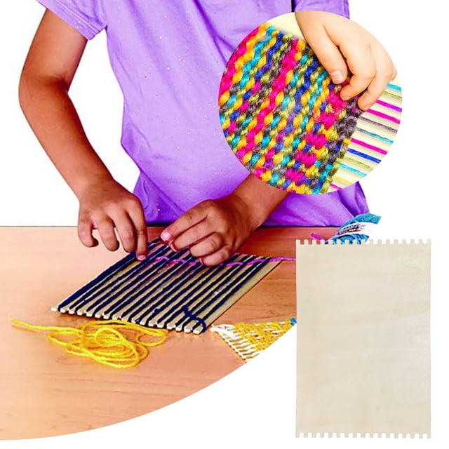 Beginner Wooden Cardboard Weaving Kit for Kids Adults with Notched Craft Tools Boards Jewelry Making Art Knitting Teaching Educational Complete Set Package