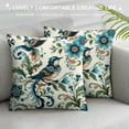 thumbnail image 3 of COMIO Blue and White Floral Pillow Covers, Spring Hydrangea Hibiscus Flower Throw Pillow Covers Outdoor Decorative Pillow Case for Couch Bed Sofa Cushion Home Decor White, 3 of 5