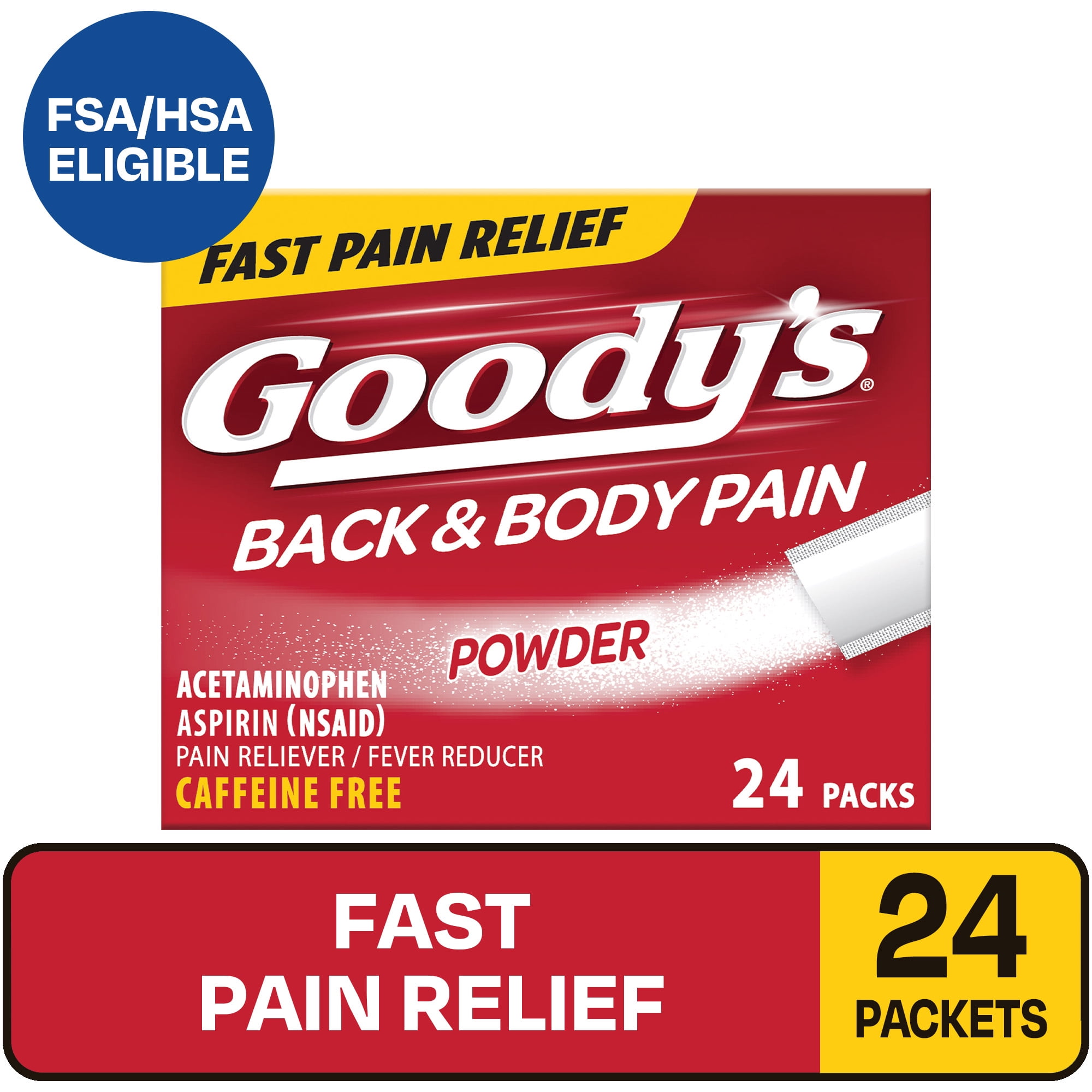 Goody's Back and Body Pain Relief Powder, Body Aches & Pains Relief, 24 Powder Sticks