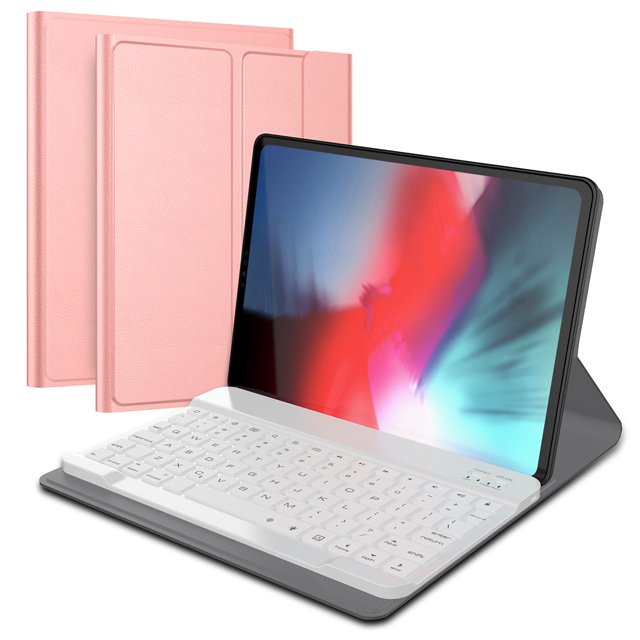 Chainplus Étui pour iPad Pro 11 Pouces 2018 avec Clavier - Rétroéclairage 7 Couleurs/centaines de DIY - Clavier Sans Fil pour iPad Pro 11 Pouces 2018 Or Rose