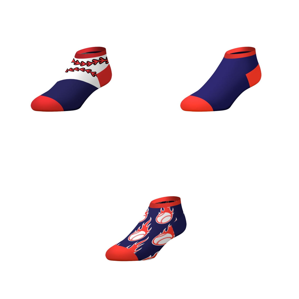 Socks by CRAZYBOXER Premium Baseball; Low Cut Socks, 3-Pairs