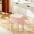 thumbnail image 4 of Parcus Faux Fur Vanity Stool with Storage, 16"L x 12.2"W x 18.9"H, Makeup Ottoman Chair with Padded Seat, 4 Metal Legs & Adjustable Anti-Slip Feet, 4 of 10