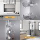 thumbnail image 3 of - Shower Corner Shelf, No Drilling Bathroom Shelf, Accessory And Kitchen Shower Caddy, Aluminum, 2 Pieces Silver, 3 of 5