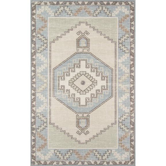 Momeni Anatolia Wool and Nylon Machine Made Light Blue Area Rug 2' X 3'