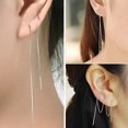 thumbnail image 3 of LAICAIW A Pair 925 Sterling Silver Tassel Threader Drop Earrings Long Chain Ear Line, 3 of 6