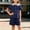 Navy, variant on Girls Sailor Collar Summer Outfit, Button Front Short Sleeve Top and Pocketed Elastic Waist Shorts Preppy Set for Kids 1-10 Years Old Navy 1 Years