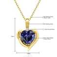 thumbnail image 4 of Gem Stone King 18K Yellow Gold Plated Silver Blue Iolite and White Moissanite Heart Shape Pendant Necklace for Women (1.27 Cttw, Heart 8MM, Gemstone Birthstone, with 18 inch Chain), 4 of 5