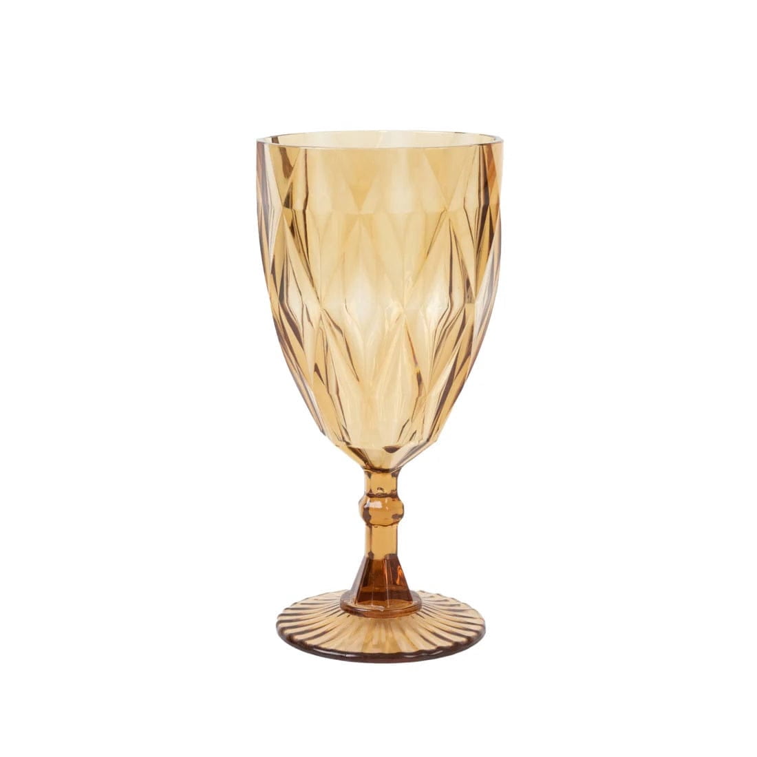 Balsa Circle 12 Amber Gold 11oz Vintage Diamond Cut Plastic Wine Glasses Wedding Supplies