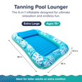 thumbnail image 2 of Tumbona inflable para broncearse para piscina, tamaño Aqua, tamaño extra grande, color verde azulado, 2 of 7