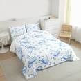 thumbnail image 3 of jejeloiu Chic Bow Tie Full Size Comforter Sets,Blue Bowknot Heart Print Bedding Sets For Girl Teens Reversible 3-Piece, 3 of 8