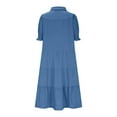thumbnail image 5 of Fartey Women's Summer Short Sleeve Dresses 2025 Elegant Collared Ruffle Tiered Dress Loose Fit Boho Flowy Swing Long Beach Sundress Blue XXL, 5 of 6