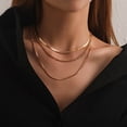 thumbnail image 1 of 18k Yellow Gold Layered Necklace Punk Pop Cropped Necklace Jewelry Gift Box, 1 of 1