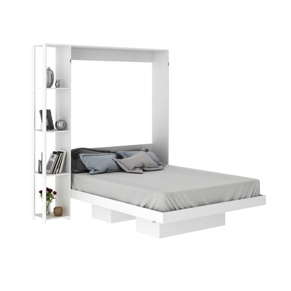 Cama Abatible Matrimonial Esencial Vertical (Color Blanco)