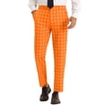 thumbnail image 1 of INSPIRE CHIC Pantalon à Carreaux pour Homme, devant Plat, Pantalon Habillé Imprimé Coloré, Orange 28, 1 of 4