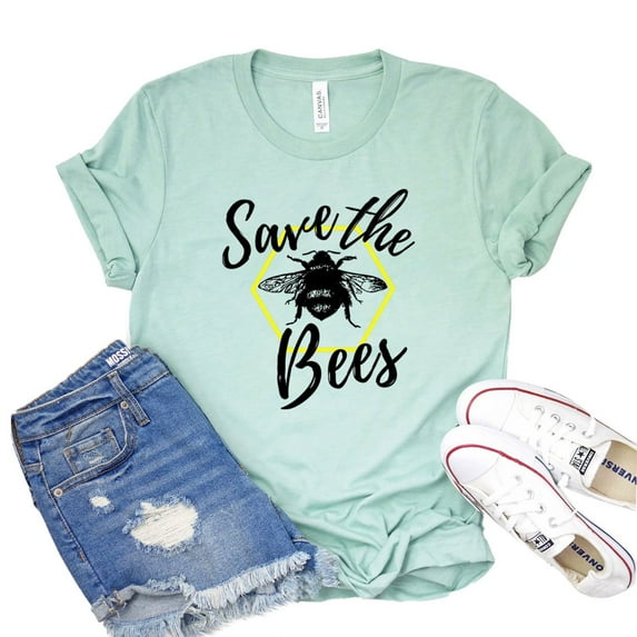 Save The Bees Shirt Bee Lover Gift Gardener Shirts Women's Botanical Tshirt Honey Bee T-shirt Environment Tee