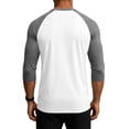 thumbnail image 5 of Men Casual Shirts Classic Raglan Basic Soft Cotton 3/4 Long Sleeve Sports Baseball Jerseys T Shirts fashion comfort Loose top Gray XL, 5 of 6