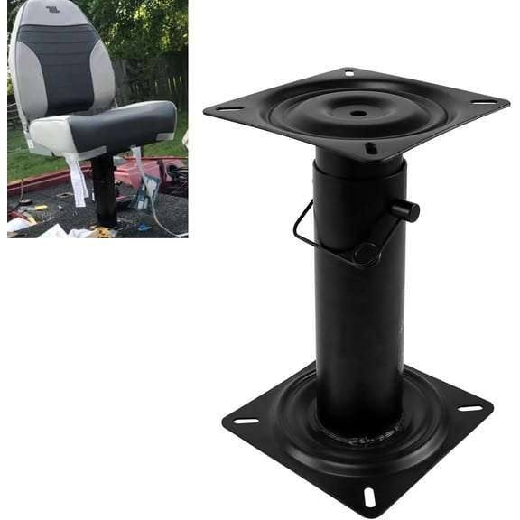 Boat Seat Pedestal Base, Height Adjustable 11.34"-17.24" | Fits yacht seats, black powder coated, sturdy, corrosion-resistant, easy install