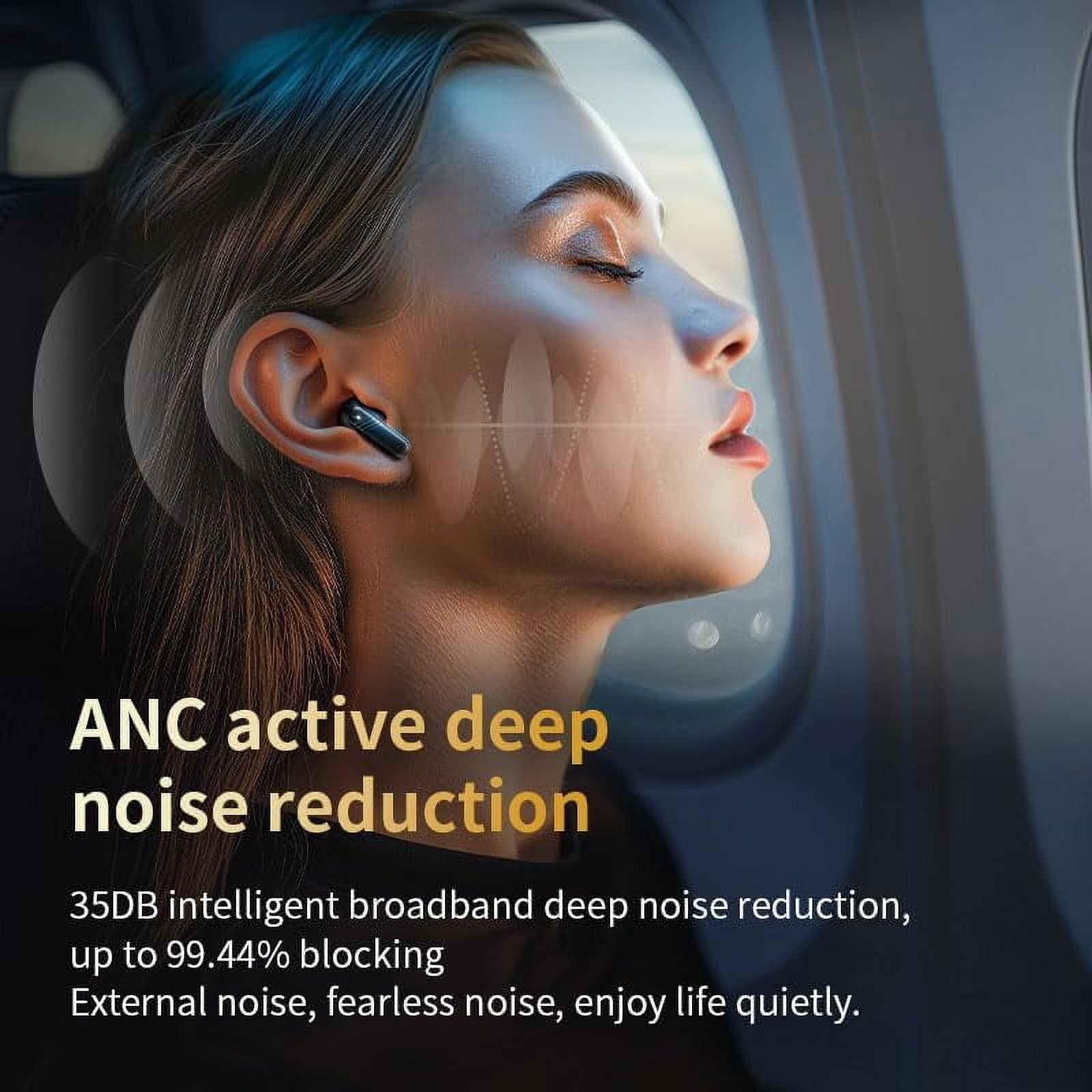 XIHAMA Touch screen earbuds Wireless Earbuds - Active Noise Cancelling Earbuds ANC with Smart Touch Screen - Ear Earbuds with Wireless Charging Case LED Display Deep Bass Earphones Headset with Built