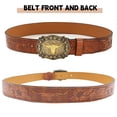 thumbnail image 7 of Western Belt for Women Men Cowboys Cowgirls Carving Leather Country Belts Bullhead Buckles, 7 of 7