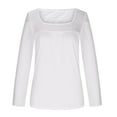 thumbnail image 5 of Womens Tunic Tops Casual Square Neck Long Sleeve Pleated Flowy T-Shirts Striped/Floral Printed Dressy Blouses,White,S, 5 of 5