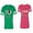 Men Green / Women Pink, variant on I Love My Husband Wife Unisex Couple Matching Cotton Jersey style T-Shirt Contrasting stripes on sleeves (Men Green / Women Red) (Men XXL / Women S)