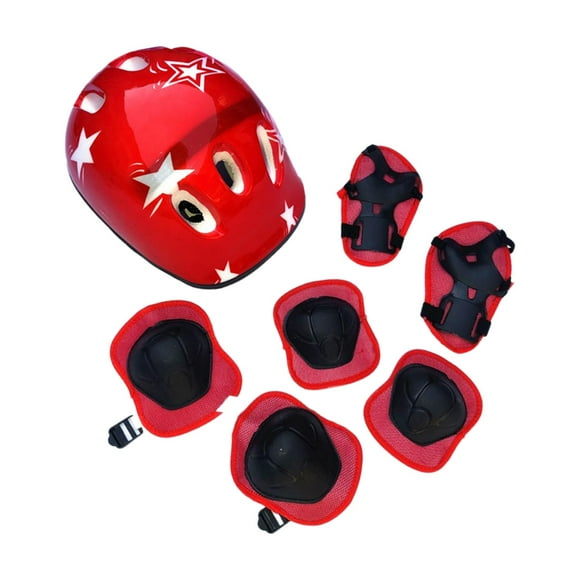 7x/Set casco de bicicleta para niños con rodillera, codera, muñequera, a prueba de golpes, monopatín para adolescentes Rojo