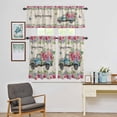 thumbnail image 4 of Kitchen Window Curtains Valance and Tier Set, Vintage Blue Car Spring Is Coming Rod Pocket Tier Curtain Valance Set, Country Rose Floral Art Light Filtering Cafe Curtains for Bedroom Living Room, 4 of 9