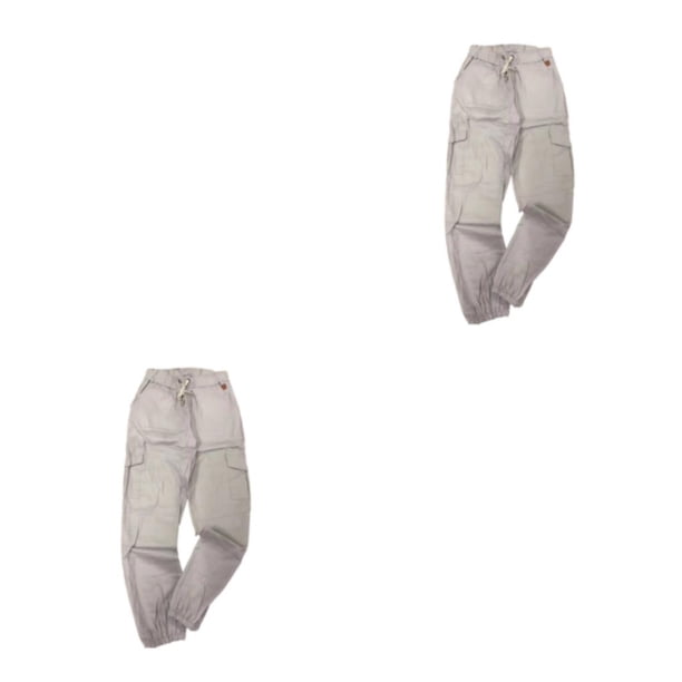 Minnieouse Pantalones de hombre Casual Color sólido Reemplazo Multi-bolsillo Lavable Fácil de combinar Cintura media Pantalón largo Blanco M Gris blanco METRO 2piezas