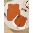 thumbnail image 4 of Mikrdoo Kid Boys Clothes 4Y,5Y,6Y,7Y Boys Summer Coconut Tree Knitted Vest Elastic Patchwork Shorts 2Pcs Casual Outfits Brown, 4 of 10