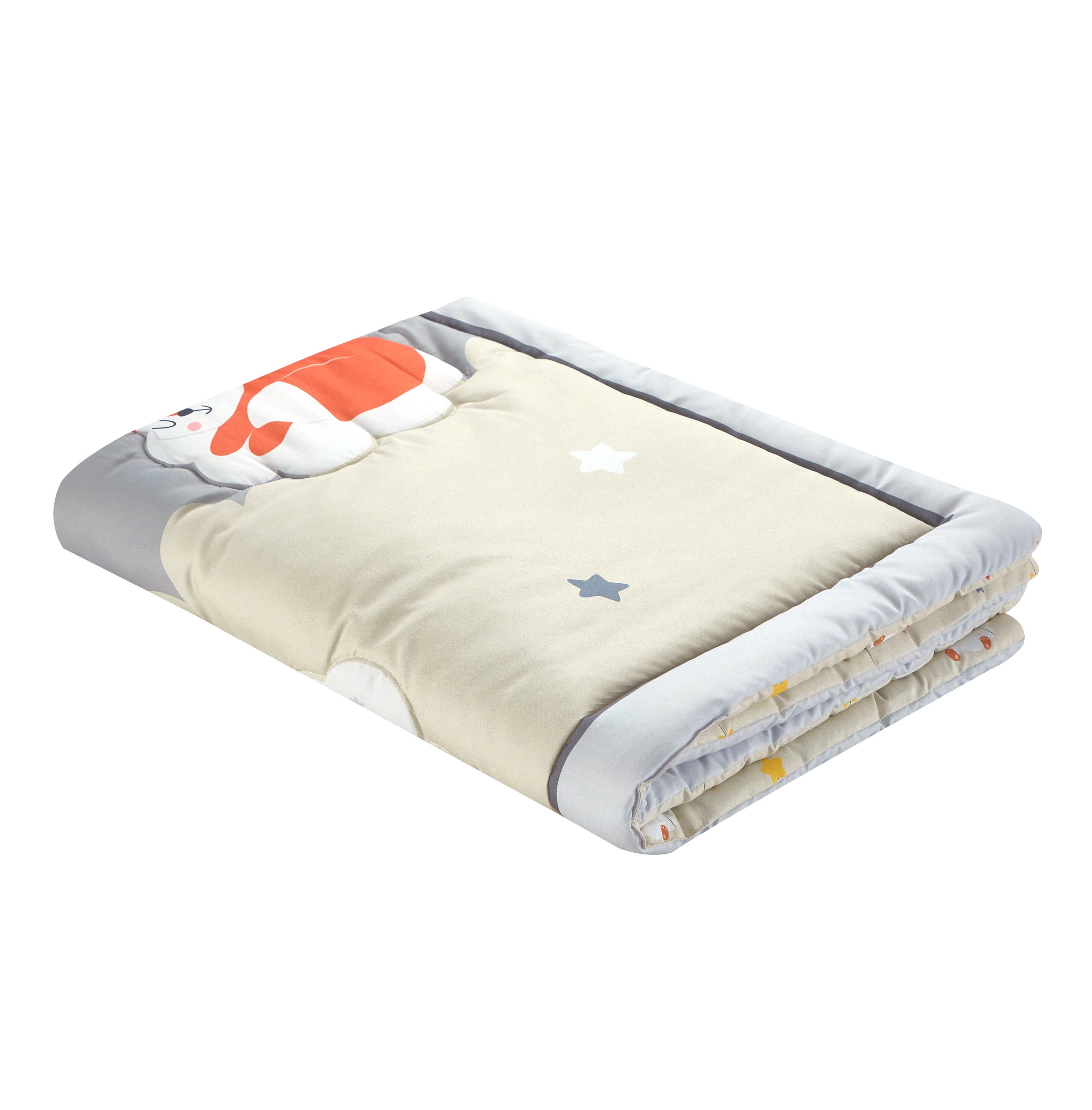 Lanco Good night Bear and Fox Animal Print 3 Piece Baby Nursery Crib Bedding Set Grey/Beige, Bed Size 33 x 42 Fill Polyester, Soft & Comfortable