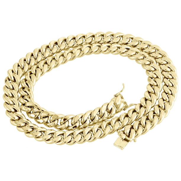 Jewelry For Less - Mens 10K Yellow Gold Hollow Miami Cuban Link Chain ...