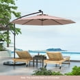 thumbnail image 4 of Costway 10 Ft Patio Solar LED Offset Umbrella 40 Lights Crank Cross Base Tan, 4 of 10