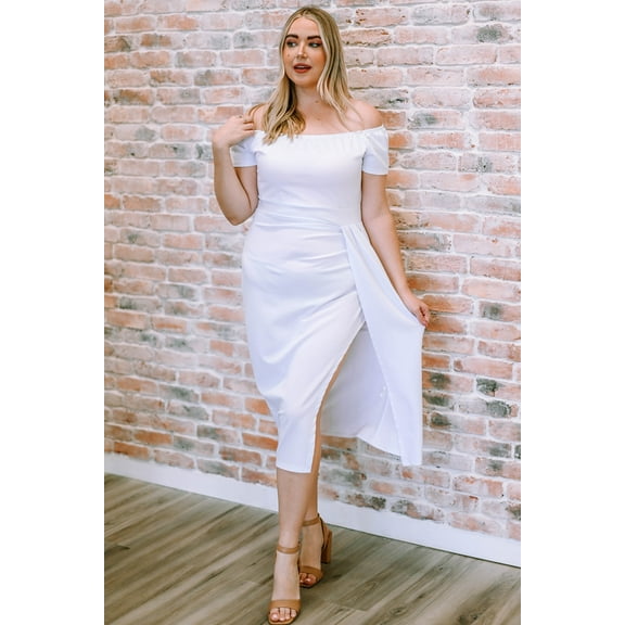 Off-Shoulder Short Sleeve Split Dress