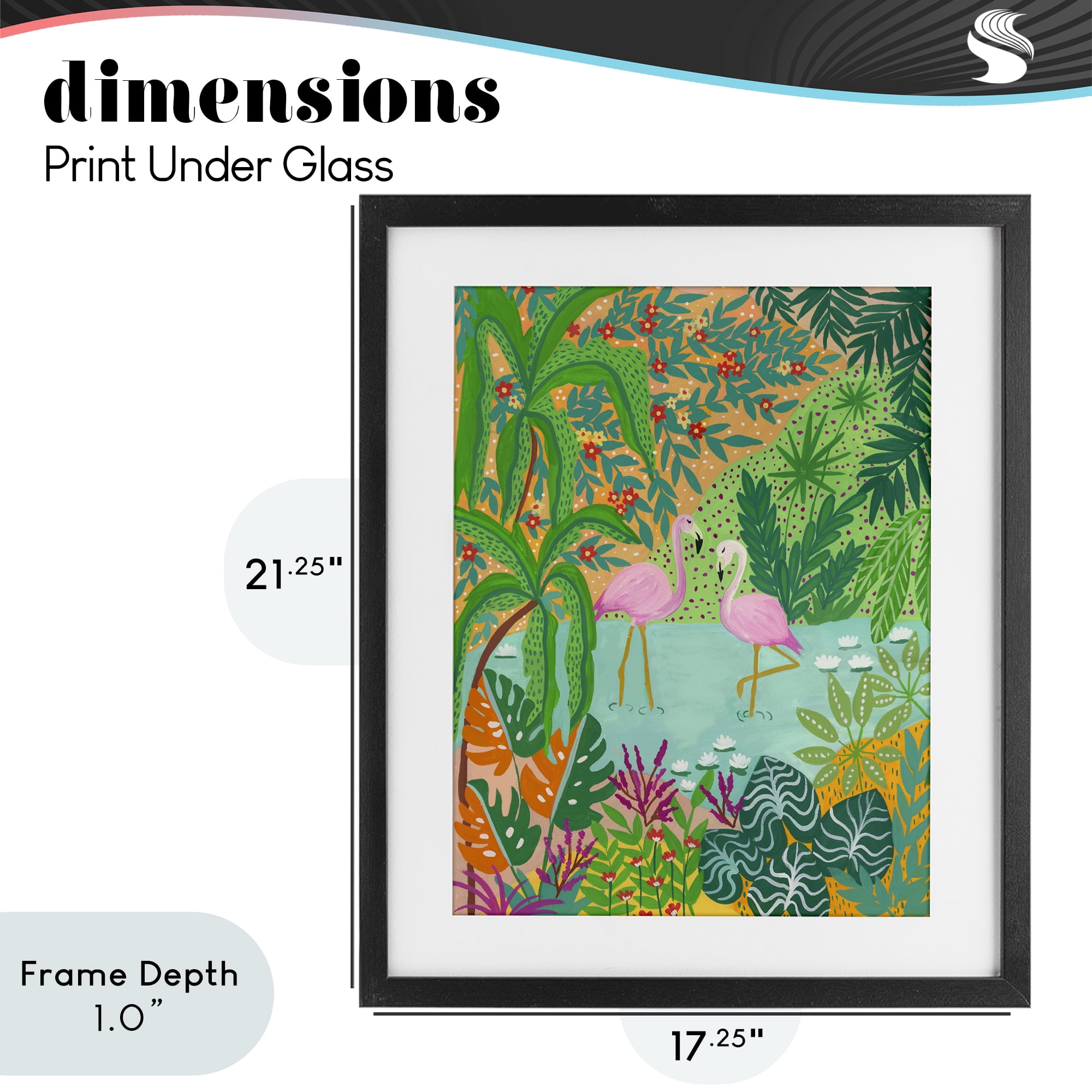 Stupell Industries Flamingos in Dotted Pond Black Framed Print Under Glass, design by Nabeela Rumi