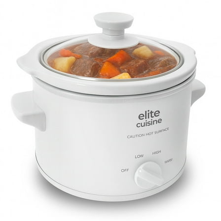Elite Cuisine MST526 1.5Qt. Mini Slow Cooker with Adjustable Settings and Keep Warm