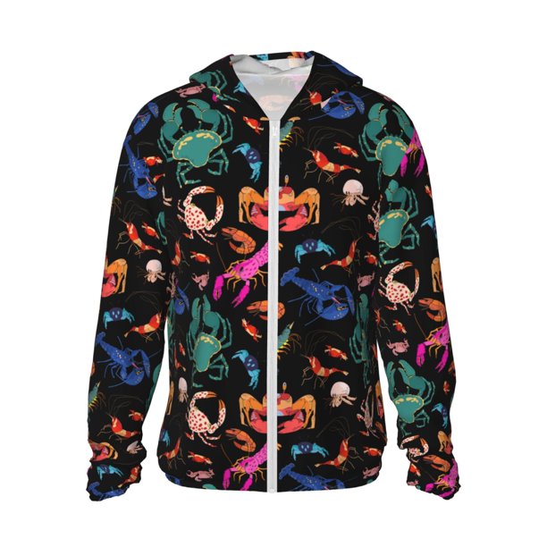 Fotbe Animals Under Water Chaqueta con Protección Solar UPF 50+ para Hombre y Mujer, Camisa con Capucha y Bolsillos-X-Large