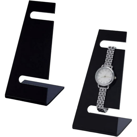 L Shaped Acrylic Watch Display Stands Black 6.35x6.4x12.9cm
