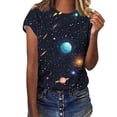 thumbnail image 4 of Staron Women's Casual Short Sleeve T-Shirt Galaxy Print Round Neck Loose Fit Basic Tee Top, S, 4 of 6