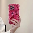 thumbnail image 4 of Compatible with iPhone 13 Pro Max Wavy Phone Case, Cute Coquette 3D Wave Bubble Pattern and Stylish Wavy Border, Soft TPU, Protection Shockproof Phone Case for Women Girls (Rose Red), 4 of 13