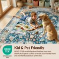 thumbnail image 4 of Design&I 8'x10' Washable Area Rug Vintage Front Distressed Scrollwork Border Door Entrance Throw for King Size Bedroom, Under Bed, Sleek Flatweave Pet Friendly, 4 of 7