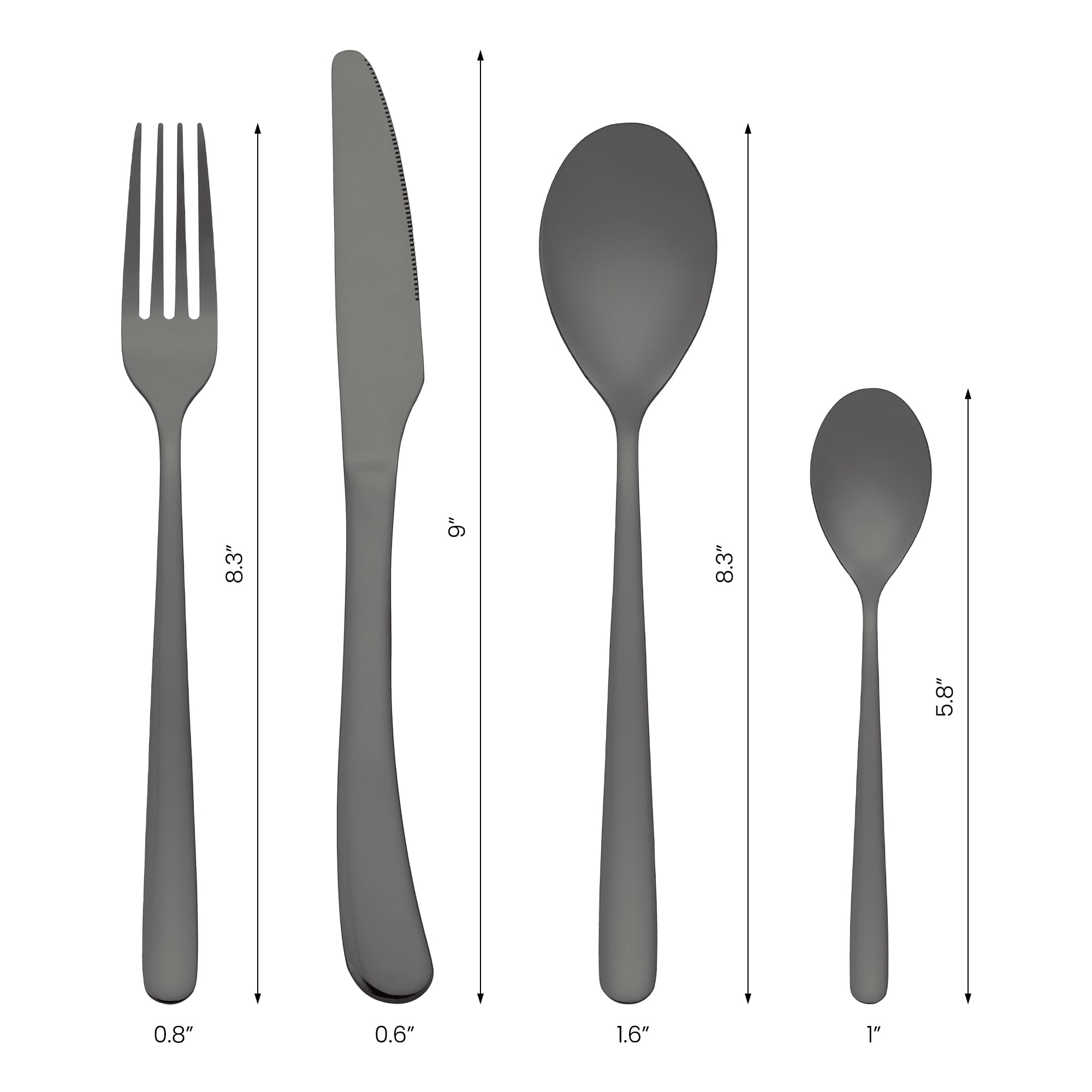Unique Bargains 4 Pcs Stainless Steel Silverware Set with Serving Utensils Black