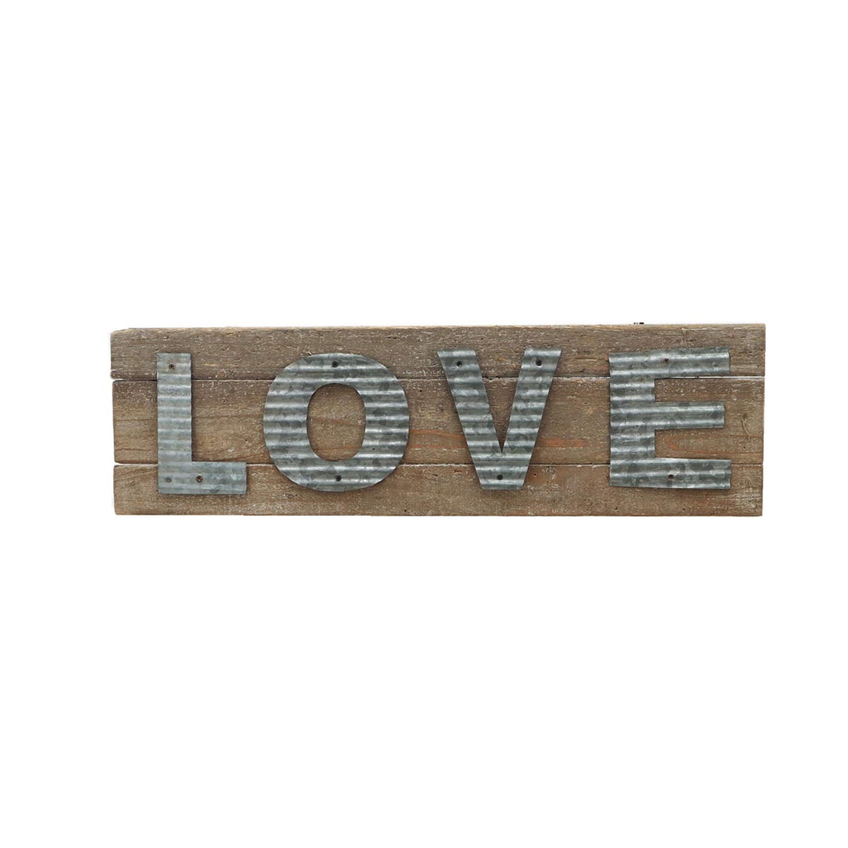 Parisloft Love Reclaimed Barn Wood Plank With Galvanized Metal Word Wall Decor Plaque Sign 24 X 7 X 1 2 Inches Love Walmart Canada