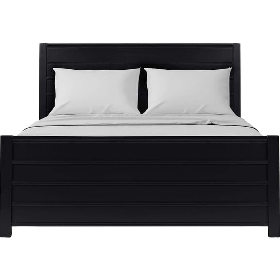 Camden Isle Caroline Platform Bed | Paneled Headboard | Queen, Black