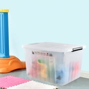 Idomy 4-Pack 70 L Large Clear Storage Boxes, Plastic Latching Boxes with Wheels